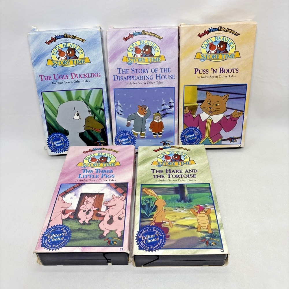 Papa Beaver's Story Time VHS Lot If 5 Nickelodeon The Hare And The Tortoise